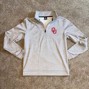 Oklahoma Sooners Gray Quarter-Zip Pullover with Red Logo